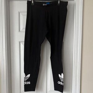 Adidas Women's Black Leggings with White Logo
